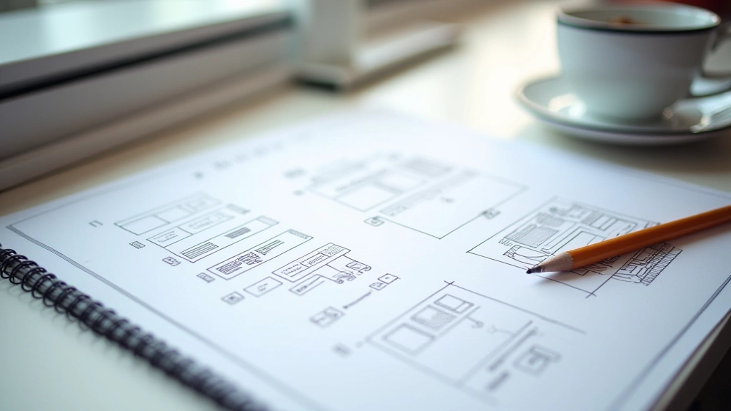 Wireframing sketches and design templates for layout planning
